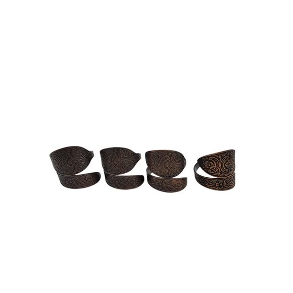 Napkin Rings Copper *Look* Bent Spoon Style Bohemian Boho Home Decor Dining - Picture 1 of 6